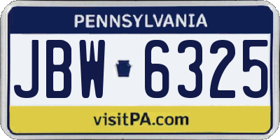 PA license plate JBW6325