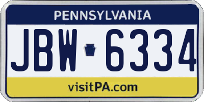 PA license plate JBW6334