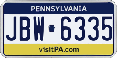 PA license plate JBW6335