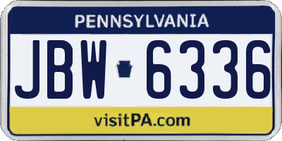 PA license plate JBW6336