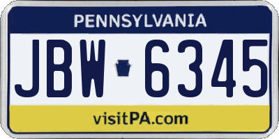 PA license plate JBW6345