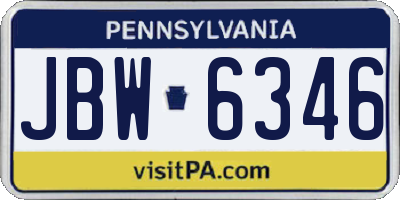 PA license plate JBW6346