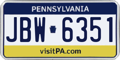 PA license plate JBW6351