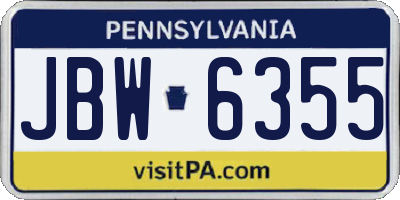 PA license plate JBW6355