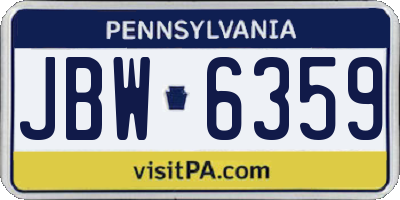 PA license plate JBW6359