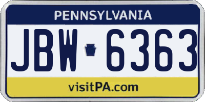 PA license plate JBW6363