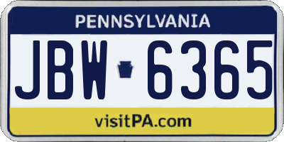 PA license plate JBW6365
