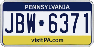 PA license plate JBW6371