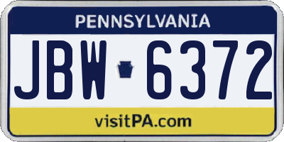 PA license plate JBW6372