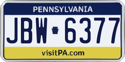 PA license plate JBW6377