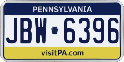 PA license plate JBW6396