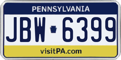 PA license plate JBW6399