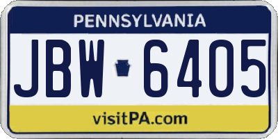 PA license plate JBW6405