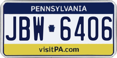 PA license plate JBW6406