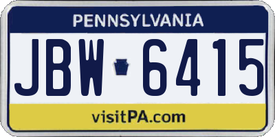 PA license plate JBW6415