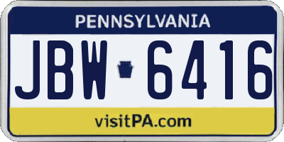 PA license plate JBW6416