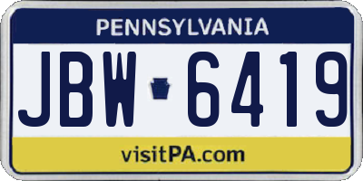 PA license plate JBW6419