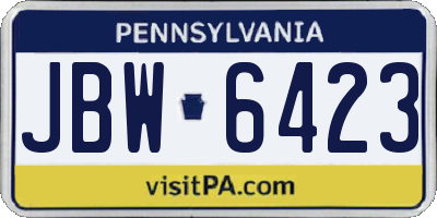 PA license plate JBW6423