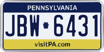 PA license plate JBW6431