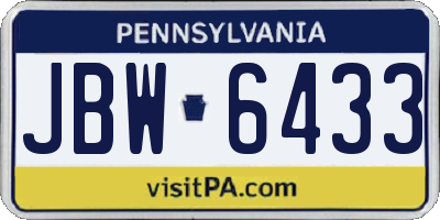 PA license plate JBW6433