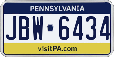 PA license plate JBW6434