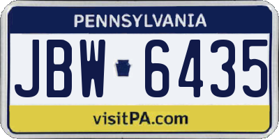 PA license plate JBW6435