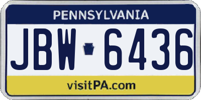 PA license plate JBW6436
