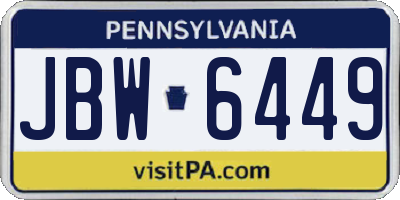 PA license plate JBW6449