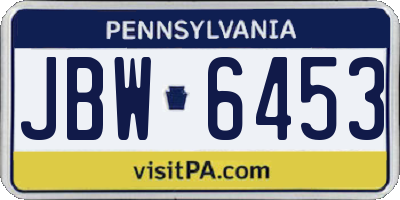 PA license plate JBW6453