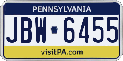 PA license plate JBW6455