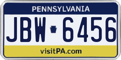PA license plate JBW6456