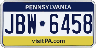PA license plate JBW6458