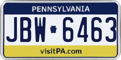 PA license plate JBW6463