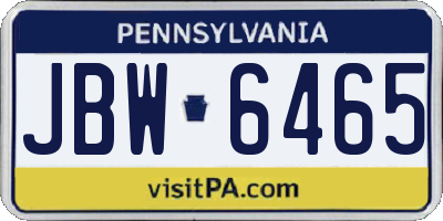 PA license plate JBW6465