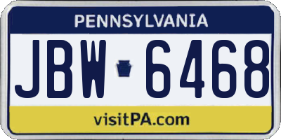 PA license plate JBW6468