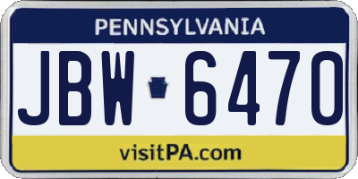 PA license plate JBW6470