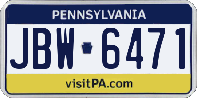 PA license plate JBW6471