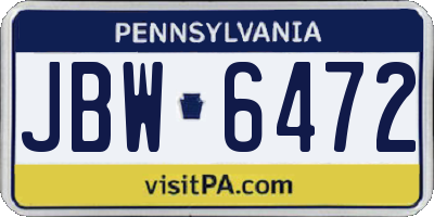PA license plate JBW6472