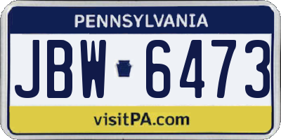 PA license plate JBW6473
