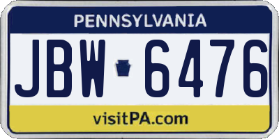 PA license plate JBW6476