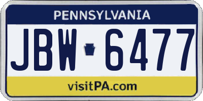 PA license plate JBW6477