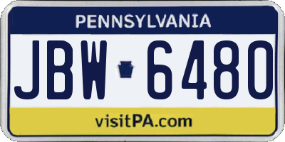 PA license plate JBW6480