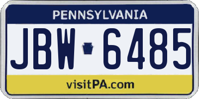 PA license plate JBW6485