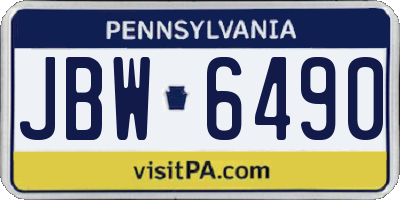 PA license plate JBW6490