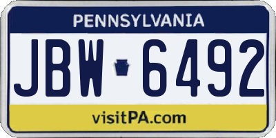 PA license plate JBW6492