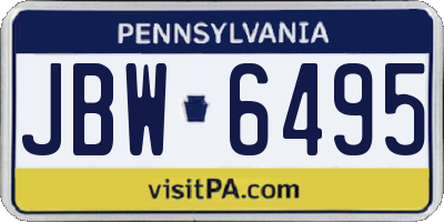 PA license plate JBW6495