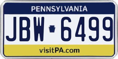 PA license plate JBW6499