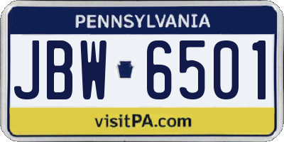 PA license plate JBW6501
