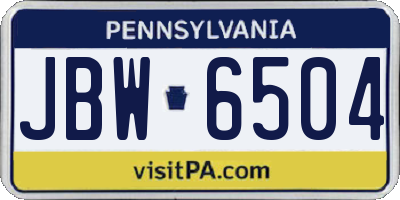 PA license plate JBW6504