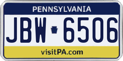 PA license plate JBW6506